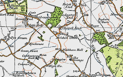 Old map of Molehill Green in 1919