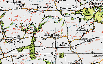 Old map of Molesden in 1925