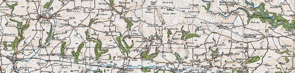 Old map of Molland in 1919