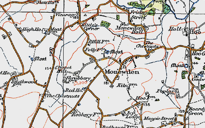 Old map of Monewden in 1921
