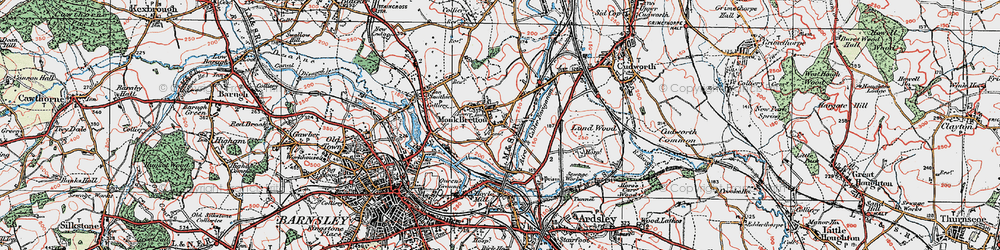 Old map of Monk Bretton in 1924