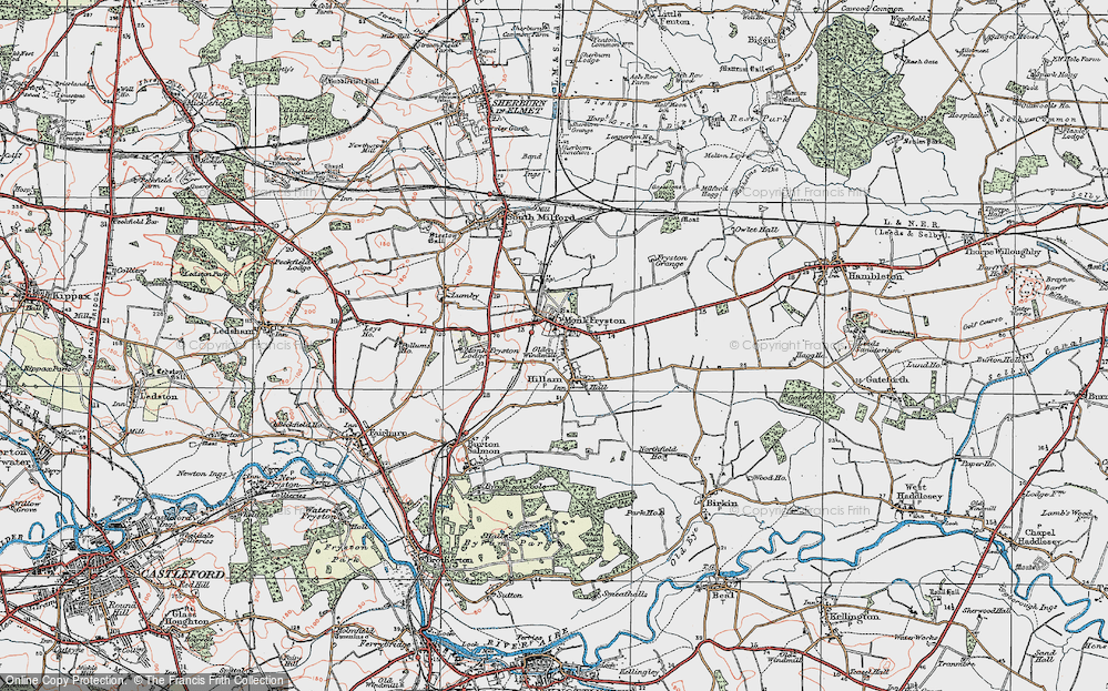 Old Map of Monk Fryston, 1924 in 1924