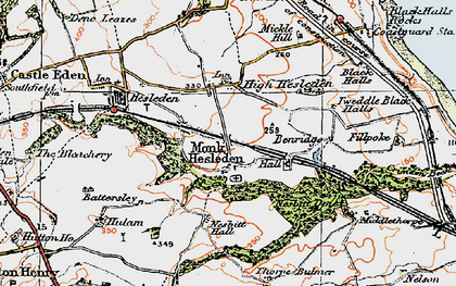 Old map of Monk Hesleden in 1925