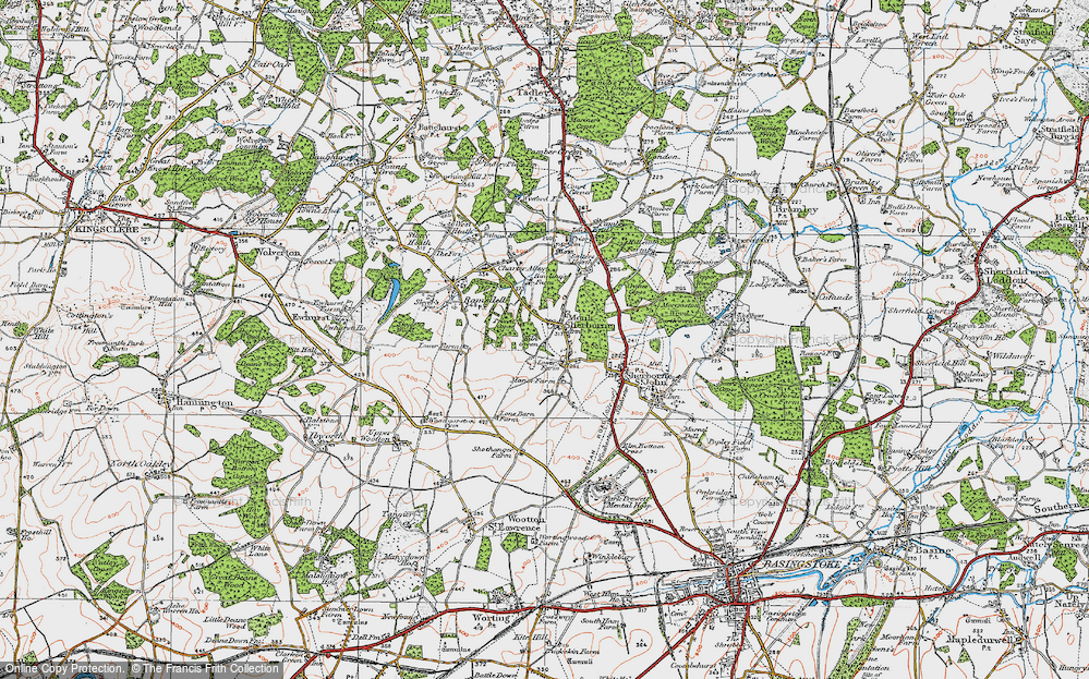 Old Map of Monk Sherborne, 1919 in 1919