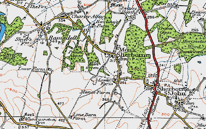 Old map of Monk Sherborne in 1919