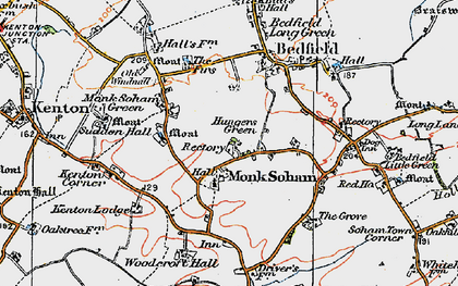 Old map of Monk Soham in 1921