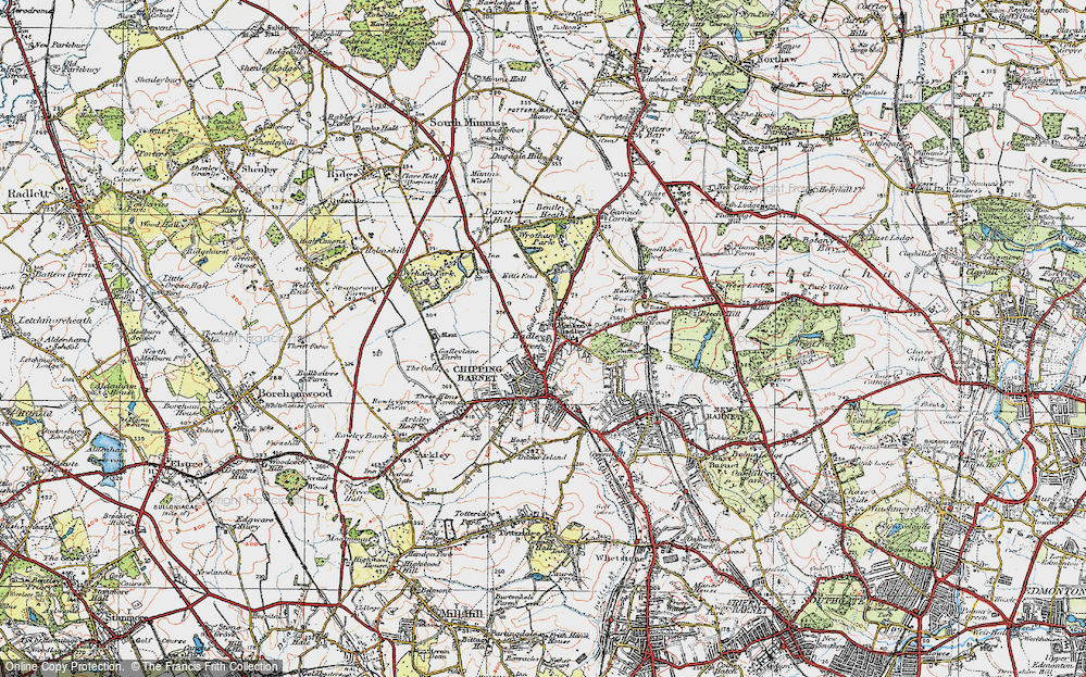 Old Map of Monken Hadley, 1920 in 1920