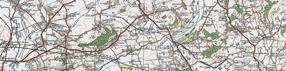 Old map of Monkhide in 1920