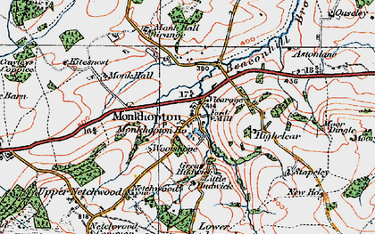 Old map of Monkhopton in 1921
