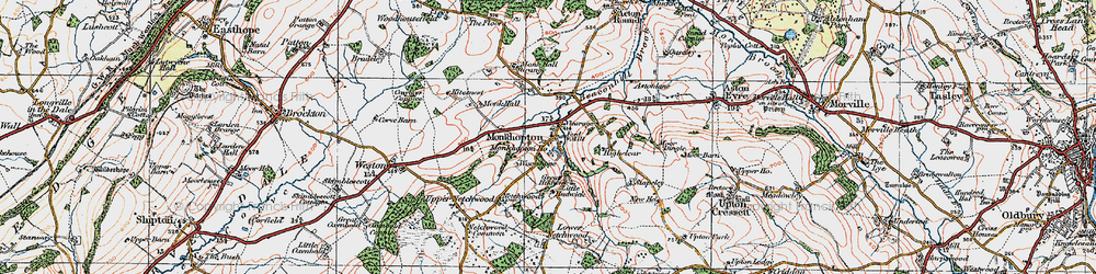 Old map of Monkhopton in 1921