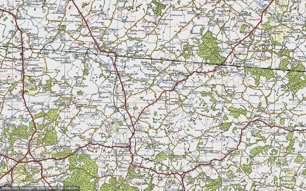 Old Map of Monks Hill, 1921 in 1921