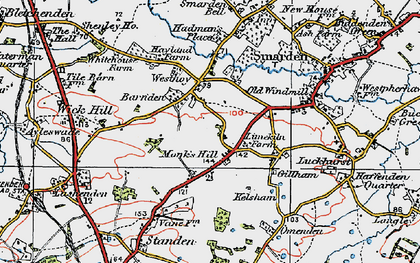 Old map of Monks Hill in 1921