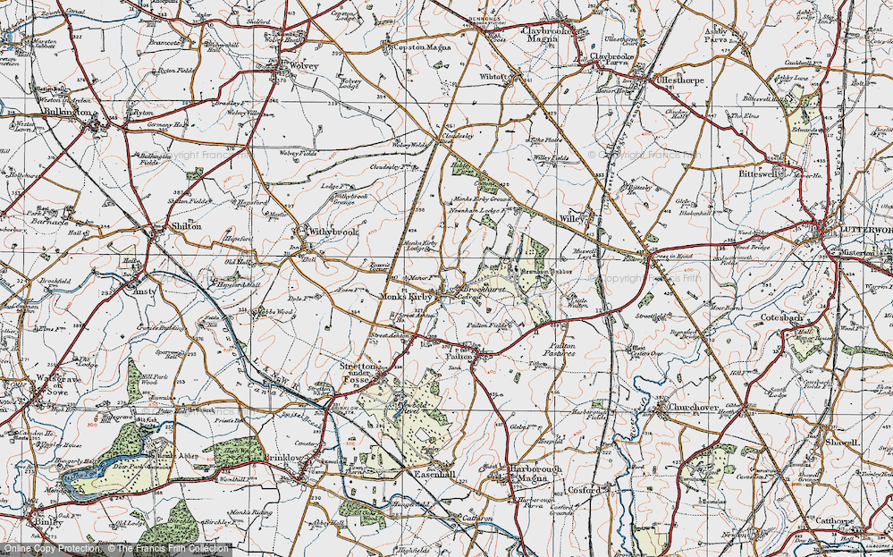 Old Map of Monks Kirby, 1920 in 1920