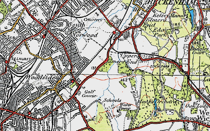 Old map of Monks Orchard in 1920