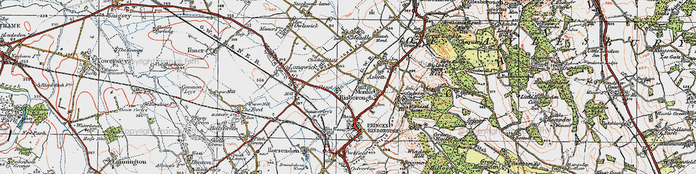 Old map of Monks Risborough in 1919