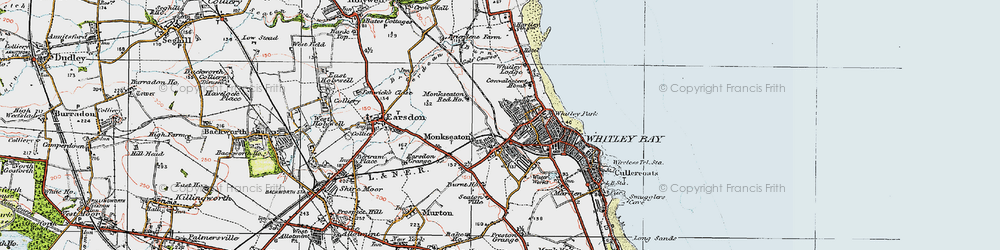 Old map of Monkseaton in 1925