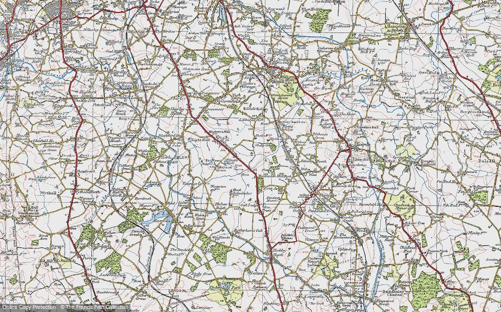 Old Map of Historic Map covering Blythe Valley Park in 1921