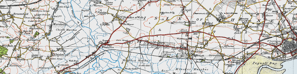 Old map of Monkton in 1920