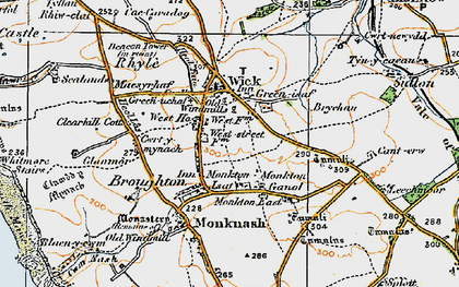 Old map of Monkton in 1922