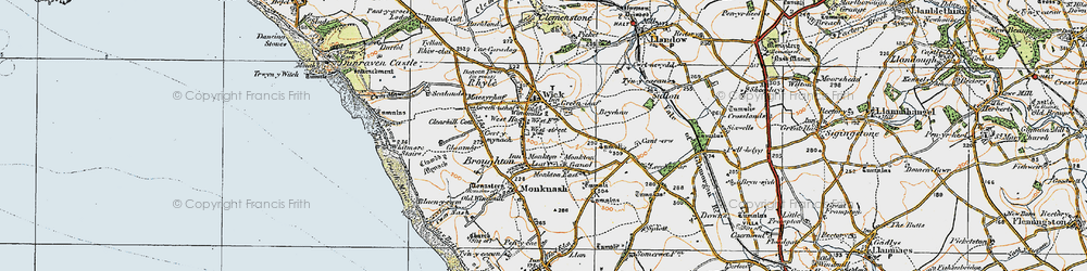 Old map of Monkton in 1922
