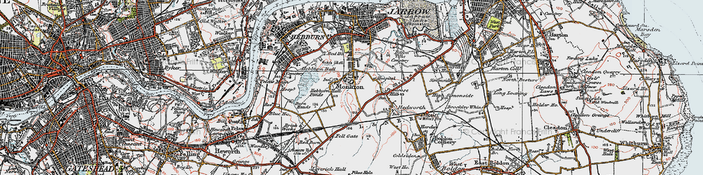 Old map of Monkton in 1925