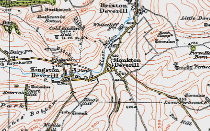 Old map of Monkton Deverill in 1919