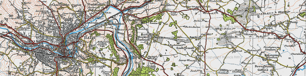 Old map of Monkton Farleigh in 1919
