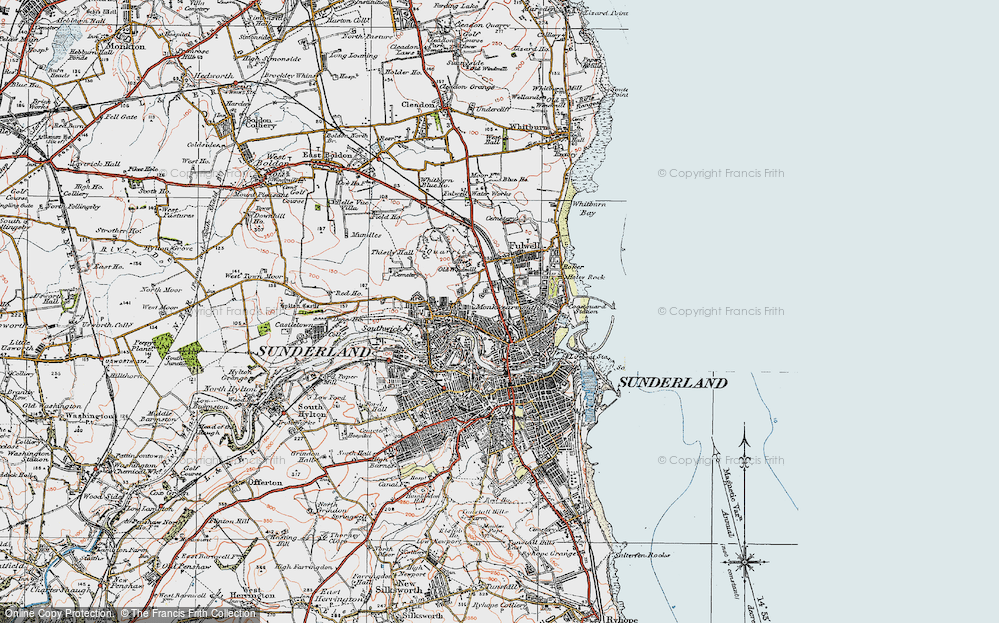 Old Map of Monkwearmouth, 1925 in 1925