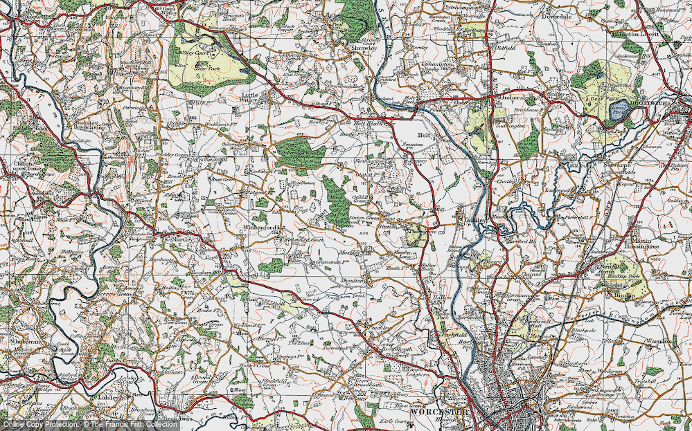 Old Map of Monkwood Green, 1920 in 1920