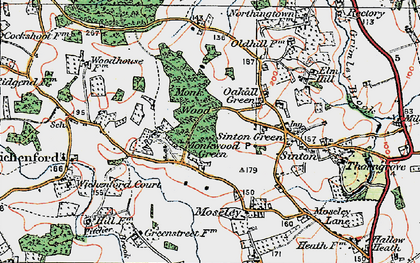 Old map of Monkwood Green in 1920