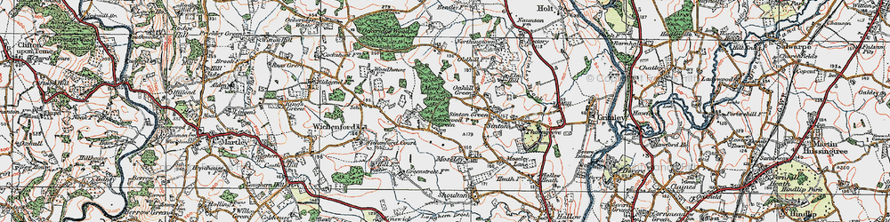 Old map of Monkwood Green in 1920