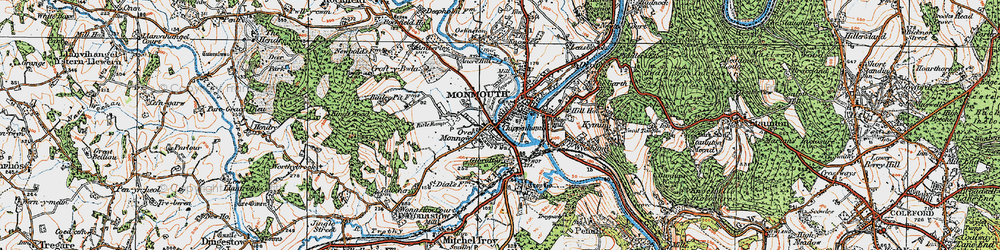 Old map of Monmouth in 1919