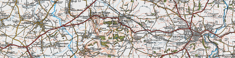 Old map of Montacute in 1919