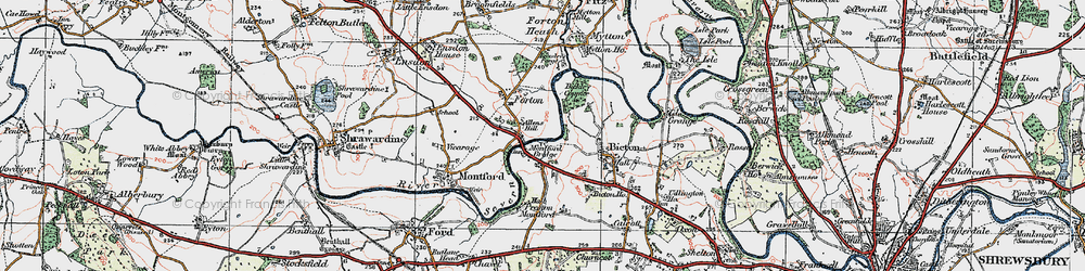 Old map of Montford Bridge in 1921