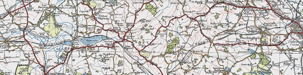 Old map of Monwode Lea in 1921