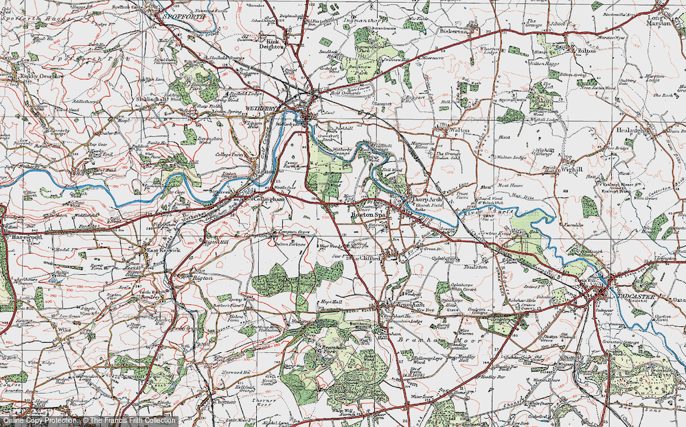 Old Map of Historic Map covering Wetherby Grange in 1925