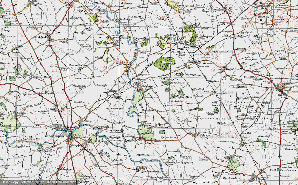 Old Map of Historic Map covering Brafferton Spring Wood in 1925