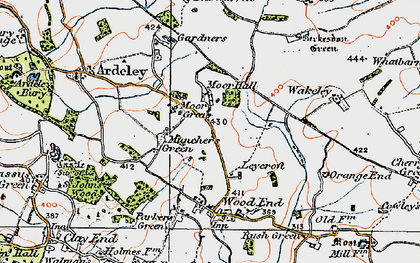 Old map of Moor Green in 1919