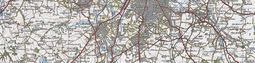 Old map of Moor Green in 1921