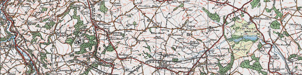 Old map of Emley Moor in 1924