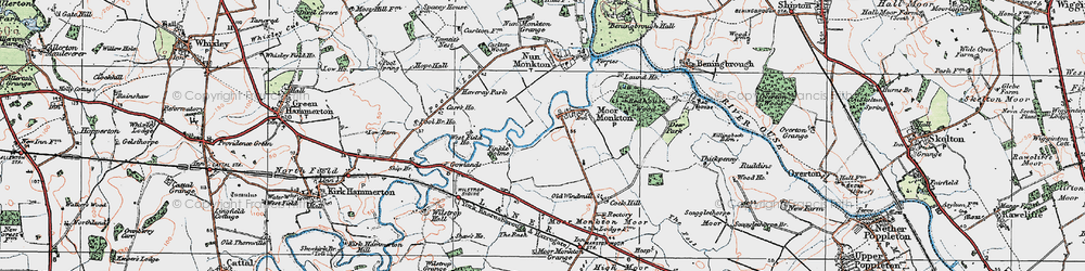 Old map of Moor Monkton in 1924