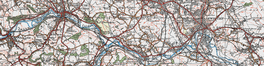 Old map of Mirfield Moor in 1925
