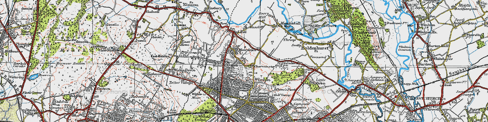Old map of Moordown in 1919