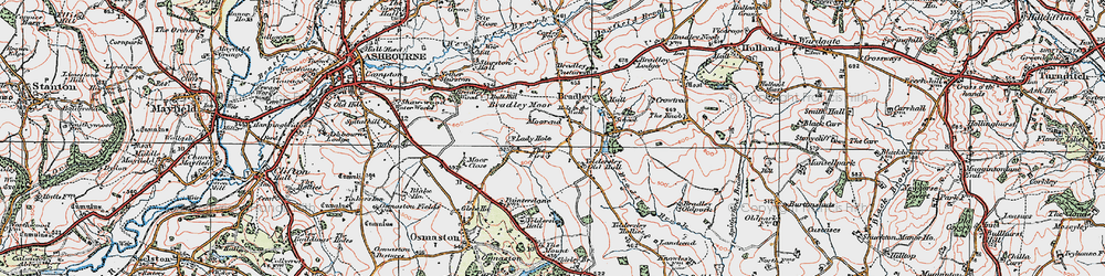 Old map of Bradley Moor in 1921