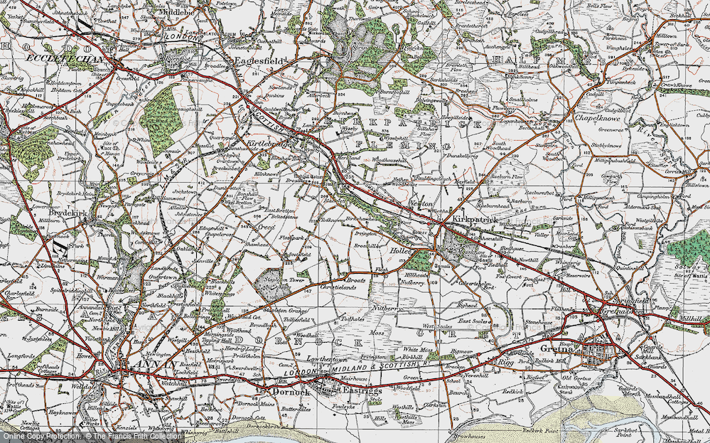 Old Map of Historic Map covering Broats in 1925