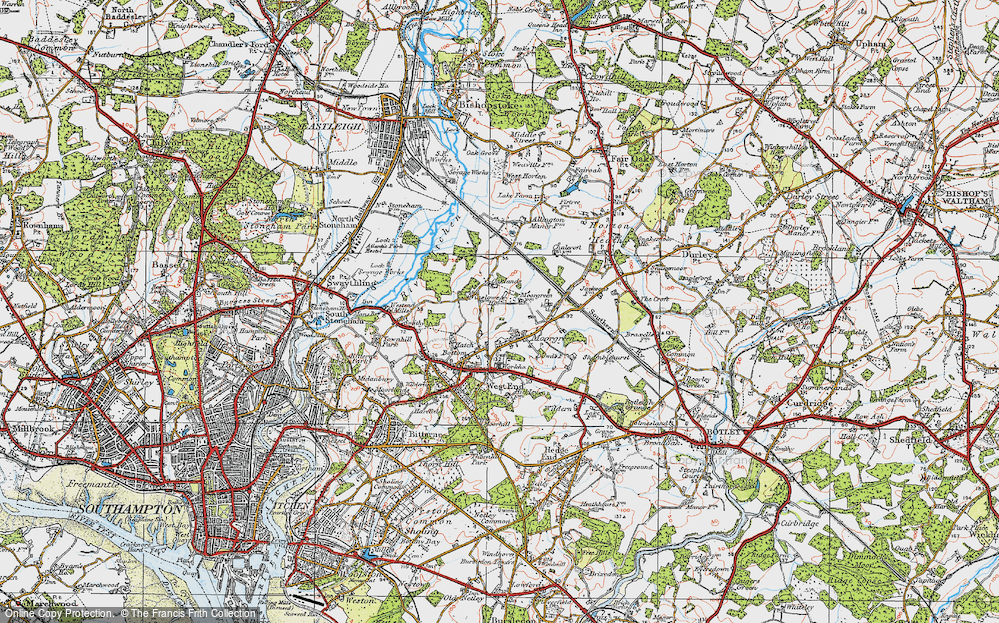 Old Map of Moorgreen, 1919 in 1919