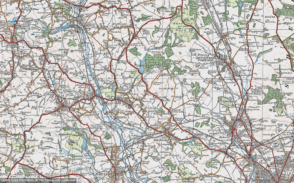 Old Map of Moorgreen, 1921 in 1921