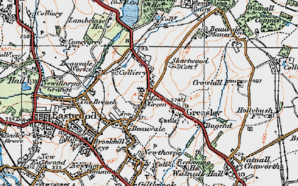 Old map of Moorgreen in 1921