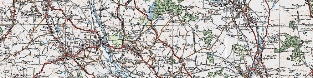 Old map of Moorgreen in 1921