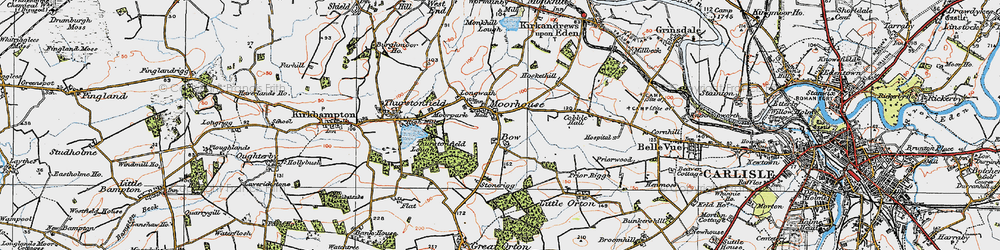 Old map of Moorhouse in 1925